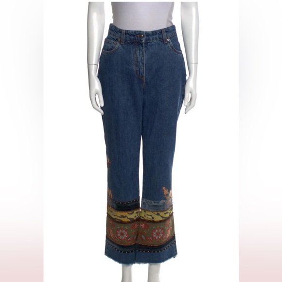 Amazing Vintage Etro Embroidered Boho Paisley Bootcut Flare Jeans - Picture 14 of 14